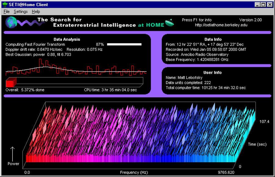 The SETI at Home UI felt so futuristic when it was released