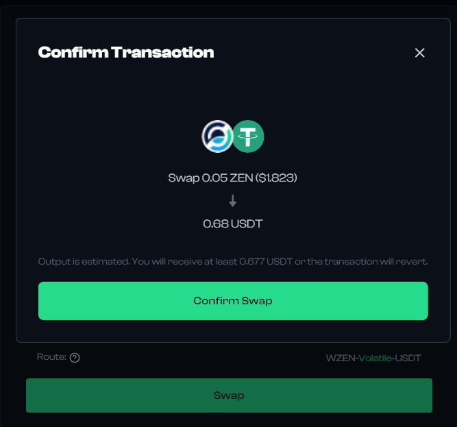 JoseRam73306740's tweet photo. Taking advantage of this great crypto moment, using the #AscentExchange platform, I made a swap of $ZEN for $USDT within the #HorizenEON. It has been a great swap with the V3 window it allows to save on fees. Thanks to the #Horizen team for good partnerships for the community. https://t.co/vkfbWLRJqw