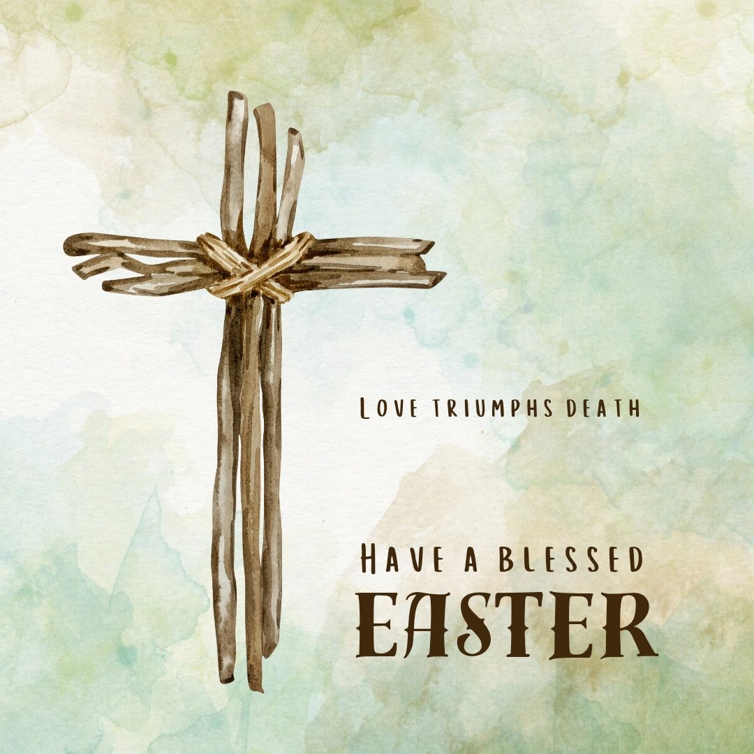 Love Triumphs Death! Have a Blessed Easter! 💜💚🩷💛🩵