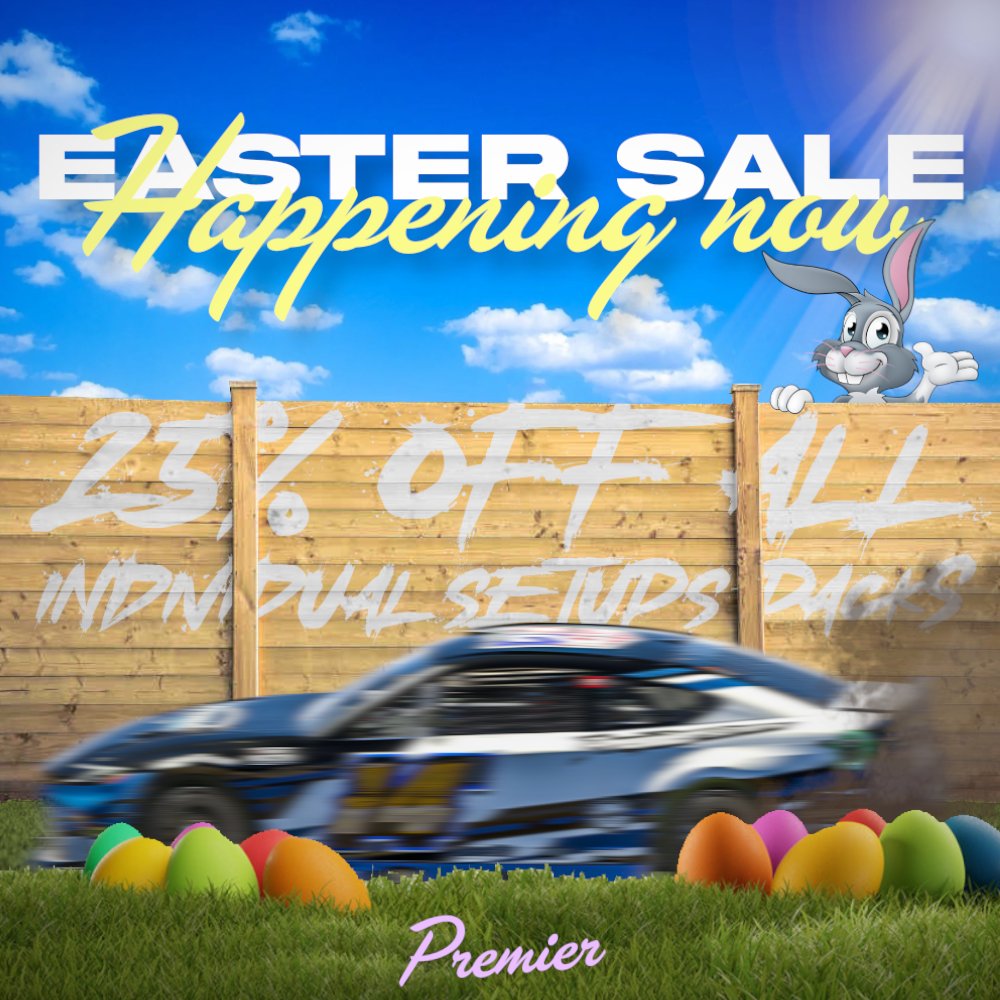 PRSsetups's tweet photo. ๐EASTER SALE HAPPENING NOW๐
Happy Easter! On this Easter Sunday, all individual setup packs are 25% off! This sale is today only so it's time to get those setups!
Individual Setups Packs๐ https://t.co/2k4cbZhQz9
#GetOneOrChaseOne
https://t.co/m8yhPreeMq
#iRacing #iRacingSetups #iRacingSetupShop #SimRacing #SetupShop