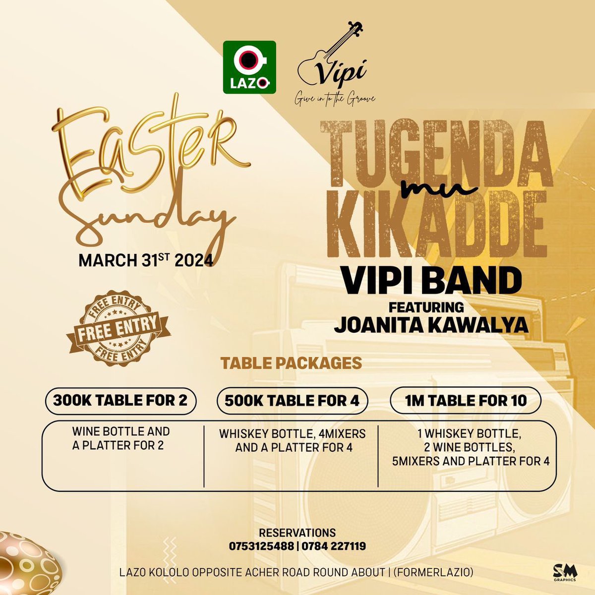 Tell a friend to tell a friend that the only plot for Easter is at @Lazio_Kampala with Joanita Kawalya & @Vipiband 🥳 Hope to see you there.🤗 #TugendeMuKikade