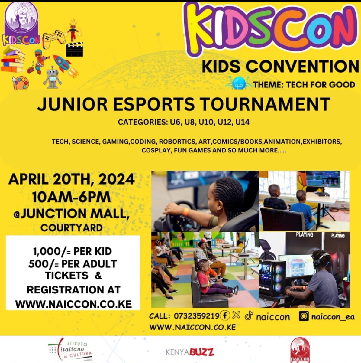 How good are your little ones in E-sports? Have a shot at it, at #KidsCon2024. You never know... They might be the next EA prodigy. #KidsCon2024 #techkids #sciencekids #cosplay #creativekids #tournament #esportskenya @NAICCON