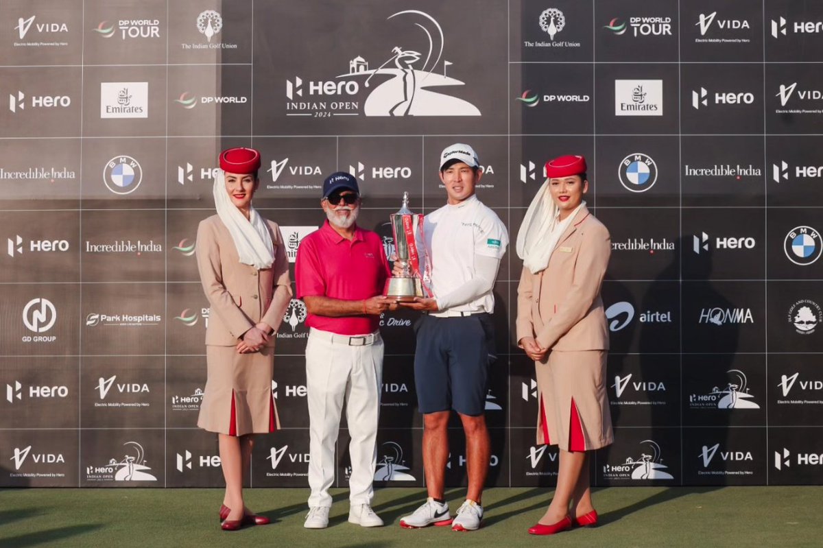 TheOfficialHIO's tweet photo. @keita_nakajima2 shoots final round of 73 and wins Hero Indian Open by four shots to become the fourth Japanese player to win the event. It is the first win on the DP World Tour for the 23-year-old Nakajima.

#HeroIndianOpen2024 #HIO24 https://t.co/dMwByZdl5f