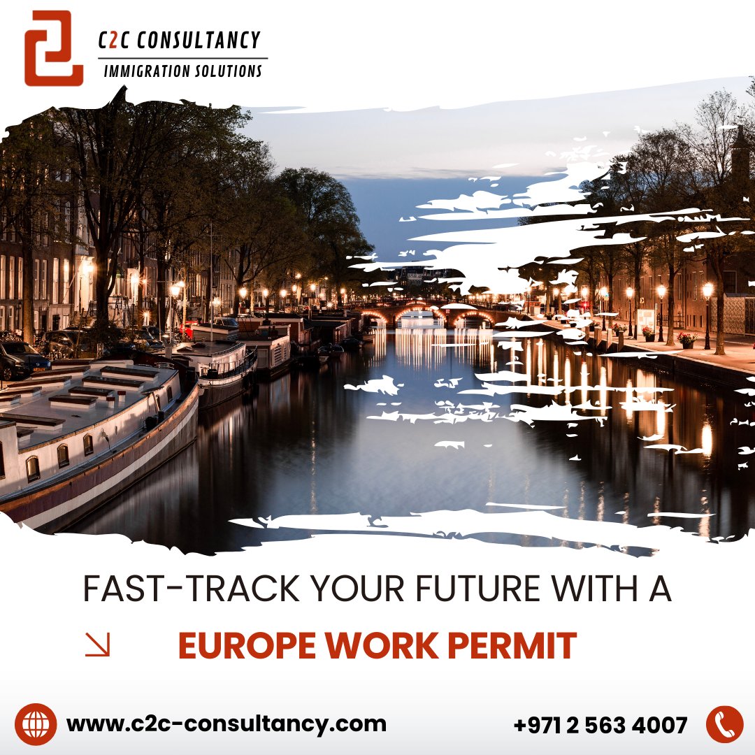 Fast-Track Your Future with a Europe Work Permit! 

C2C Consultancy can help you land that dream job faster!   We'll guide you through the work permit process, making it stress-free and efficient.
#Europe #WorkVisa #InternationalCareers #WorkAbroad #LiveYourDreams #C2CConsultancy