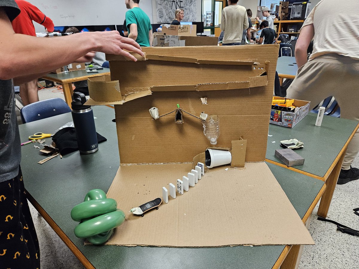 Rube Goldberg systems are not as easy as they look. Students had to use 2 simple machines and include 4 core technologies.