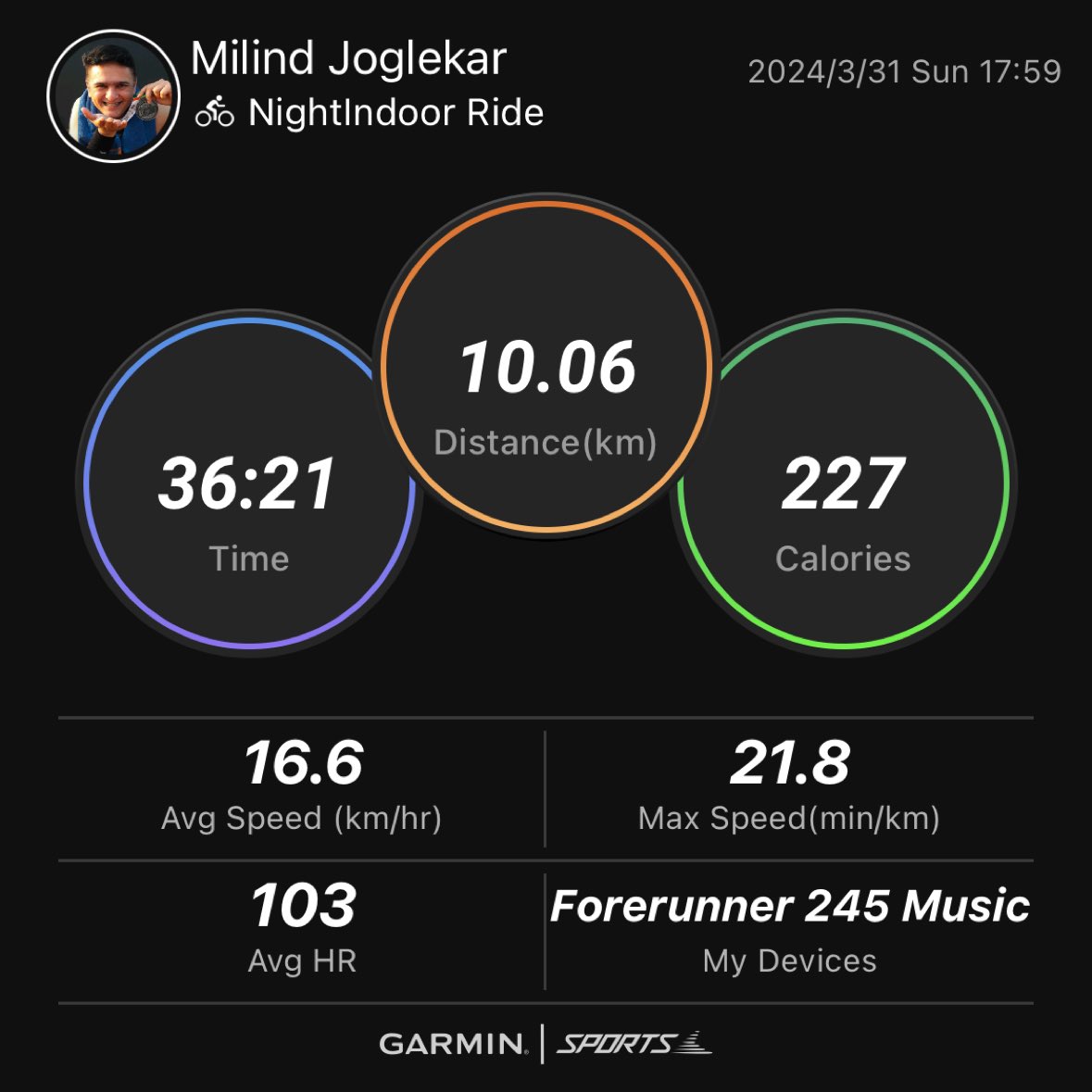 Indoor cycling #garmin #beatyesterday #cycling #crosstraining