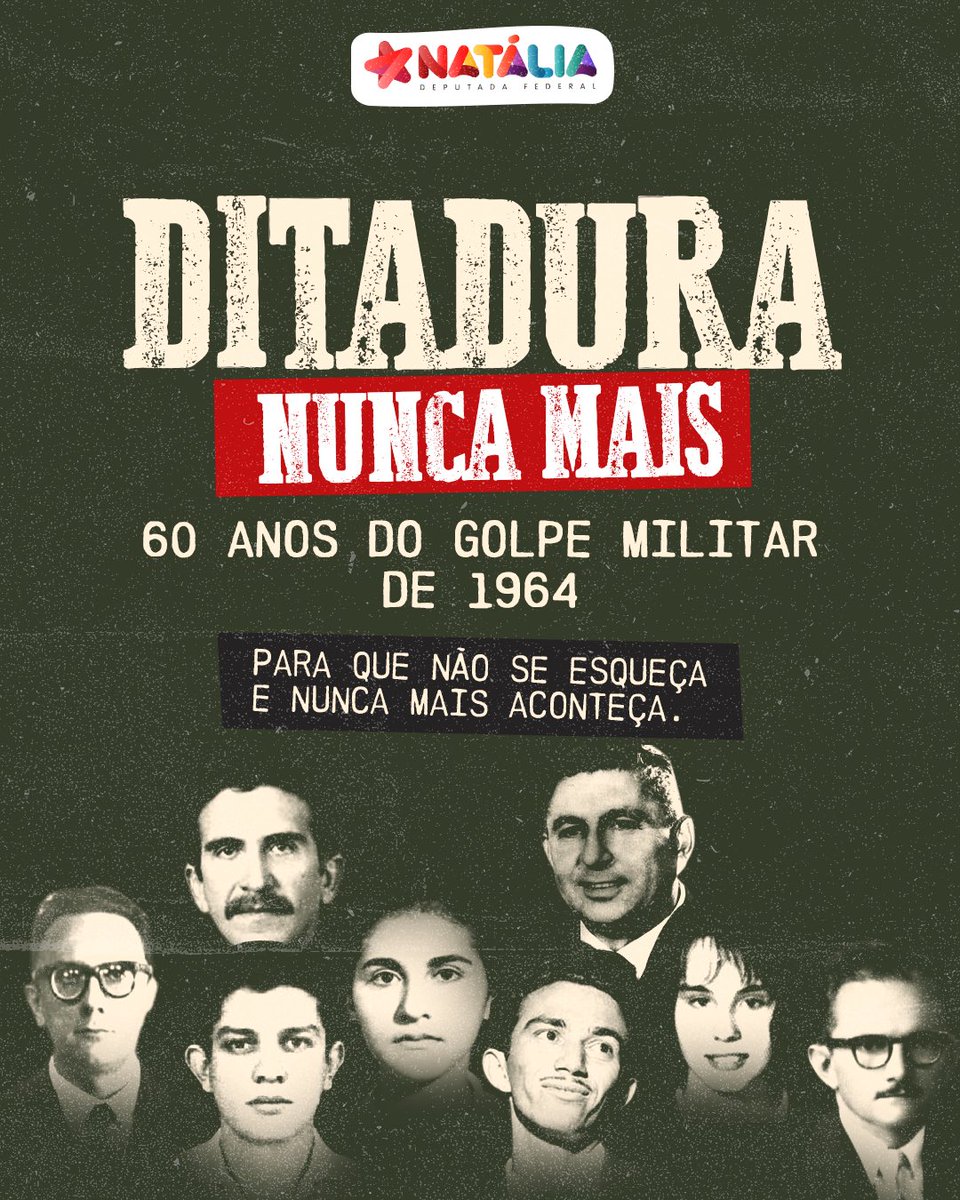 60 anos do Golpe! Em 31 de março de 1964, a ditadura militar foi instaurada no Brasil. Tempos difíceis, de ataques aos direitos e a vida do povo brasileiro. Quem ousava contrariar o poder vigente, era silenciado, assassinado, desaparecido. +