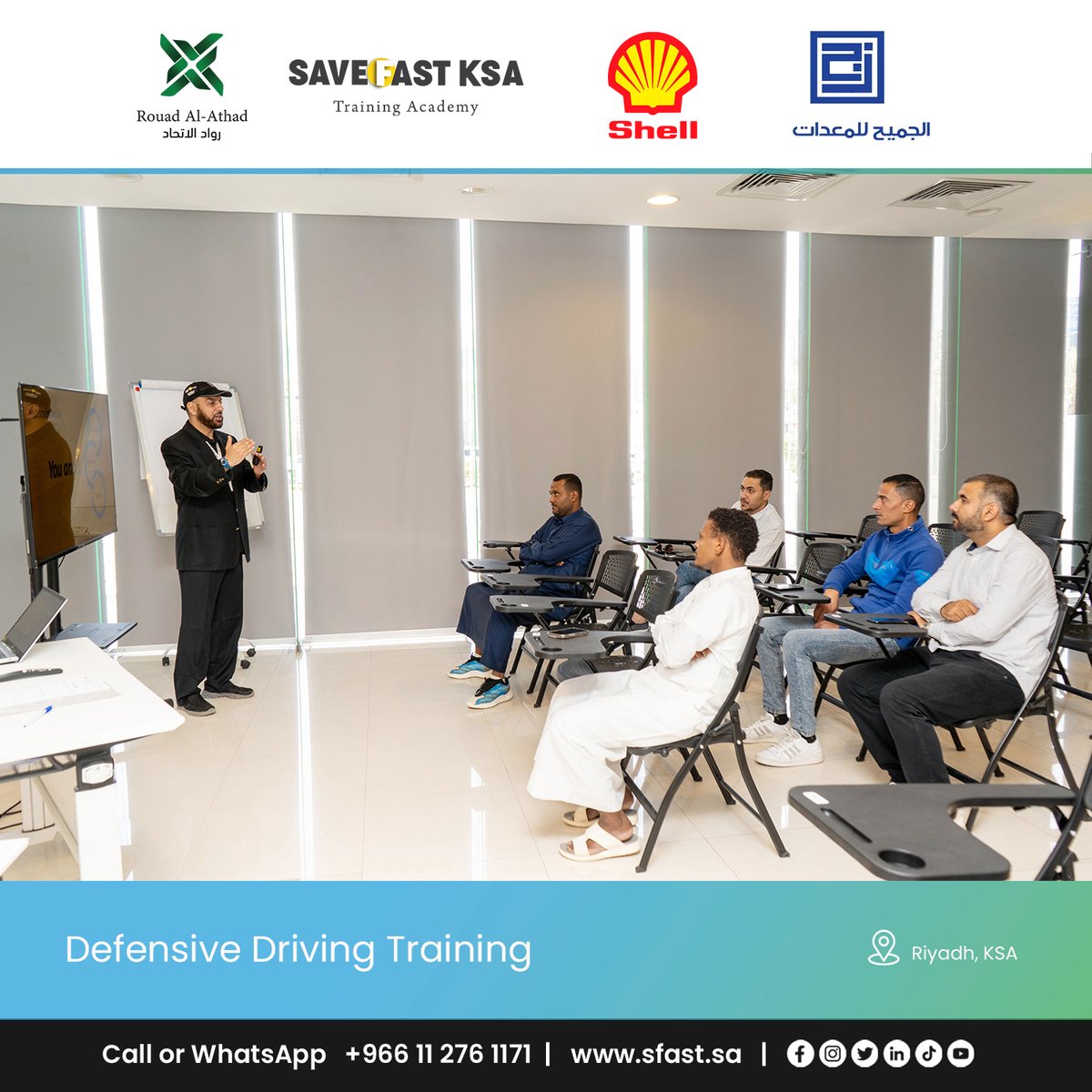 save_fast's tweet image. Revving up safety driving standards and skills!

Our recent completion of Heavy Motor Vehicle Defensive Driving training for Al Jomaih Shell KSA staff ensures safer driving techniques and follows the road regulations.

#DrivingSkills #SaveFastTraining #DefensiveDriving