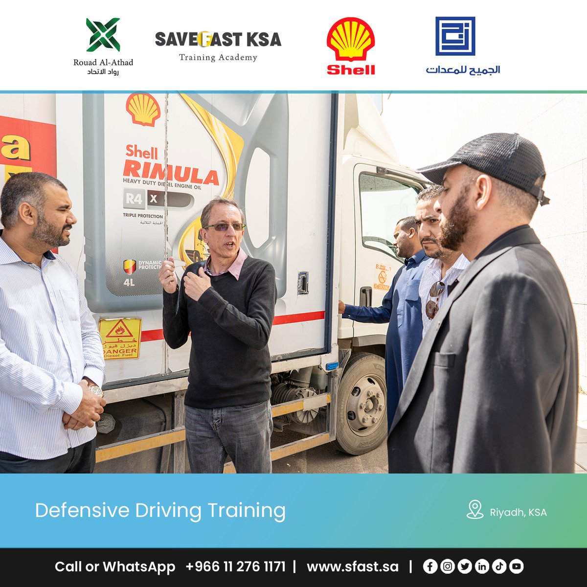 save_fast's tweet image. Revving up safety driving standards and skills!

Our recent completion of Heavy Motor Vehicle Defensive Driving training for Al Jomaih Shell KSA staff ensures safer driving techniques and follows the road regulations.

#DrivingSkills #SaveFastTraining #DefensiveDriving