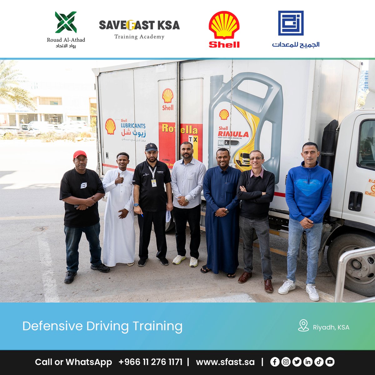 save_fast's tweet image. Revving up safety driving standards and skills!

Our recent completion of Heavy Motor Vehicle Defensive Driving training for Al Jomaih Shell KSA staff ensures safer driving techniques and follows the road regulations.

#DrivingSkills #SaveFastTraining #DefensiveDriving