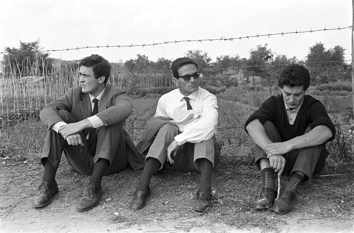 Franco Citti, Pier Paolo Pasolini &amp; Bernardo Bertolucci during the filming of "Accattone" (1961).