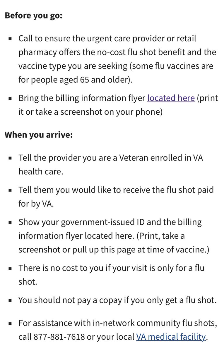 Heads up fellow Vets: Eligible Veterans can get a no-cost flu shot from a nearby VA clinic or within your community from one of nearly 70,000 in-network pharmacies or an urgent care locations from Sept. 1, 2023, through April 30, 2024. Information on eligibility included.