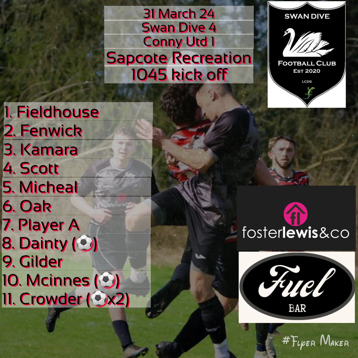 After falling behind early the swan were disappointed to going in at half time level.

A ruthless second half allowed the swan run out 4-1 winners.