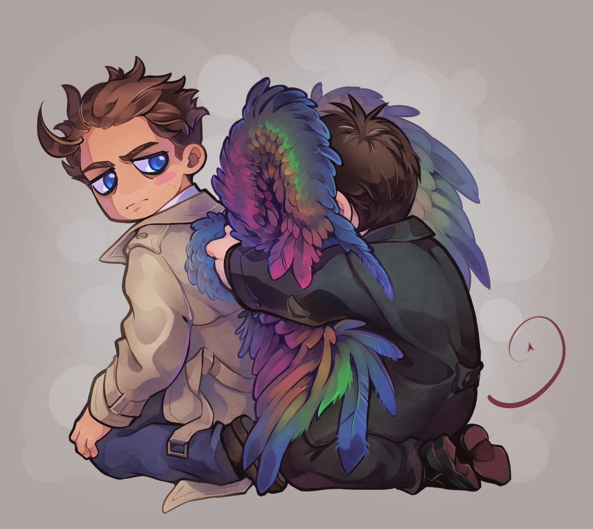 Castiel x Crowley #crowstiel #fanart #spn, image size:1200x1071