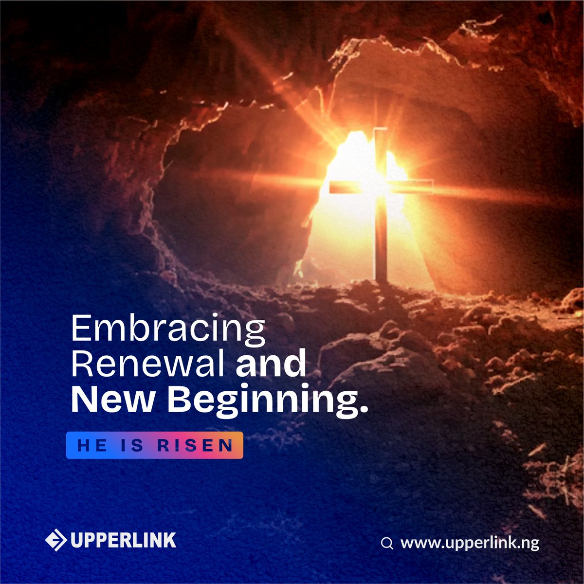 UpperlinkNg's tweet photo. He is Risen.
Happy Easter to all Upperlink's clientele.
#upperlink #webhostingservices #domainregistration #easter2024 #explorepage #explore https://t.co/OxbJdmUYaq