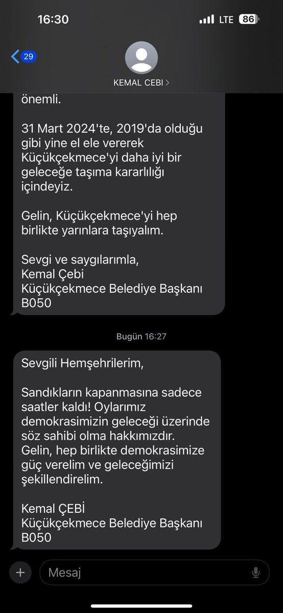 DemokrasiveOy's tweet photo. CHP'li Küçükçekmece ve İzmit Belediyeleri mevcut başkanları Kemal Çebi ve Fatma Kaplan Hürriyret sandıkların kapanmasına az bir süre kala seçim yasaklarını delerek SMS ile propaganda yaptı. https://t.co/mhUERnQg9u