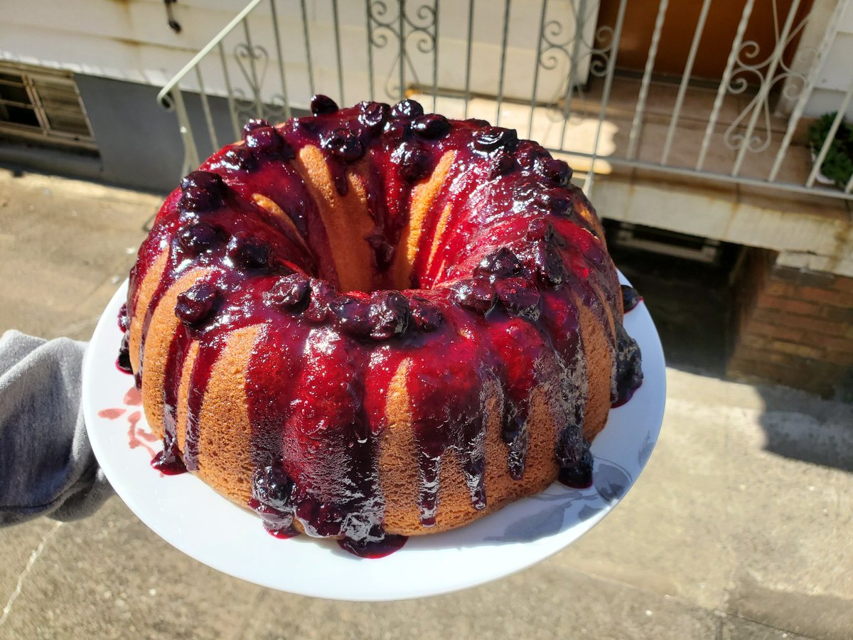 Every now and then I get the urge to bake... made this Lemon Olive oil Bundt Cake with Blueberry Compote for the 1st time. My husband can't stop eating it. It's sweet and tart. What do you think? #baking #cakes #allaboutbundts