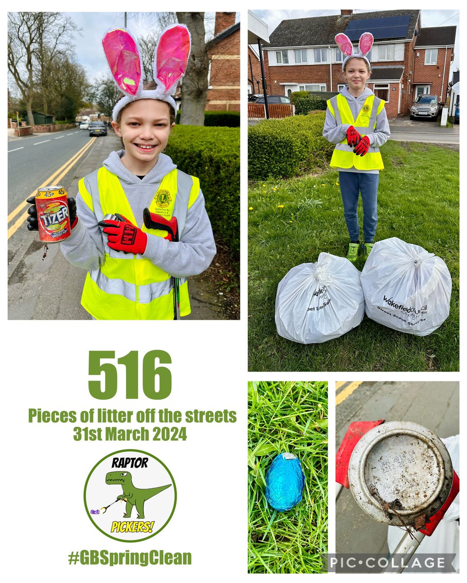 2 bags - 5️⃣1️⃣6️⃣ pieces collected from George’s Easter Litter Hunt (a walk round the block)! 😊 We found a Tizer can dated Jan 2014 and an Easter egg that the Easter Bunny must have dropped! 🐰 #LitterPickMeUp #GBSpringClean #LitterHeroes #BigBagChallenge #Pontefract #community