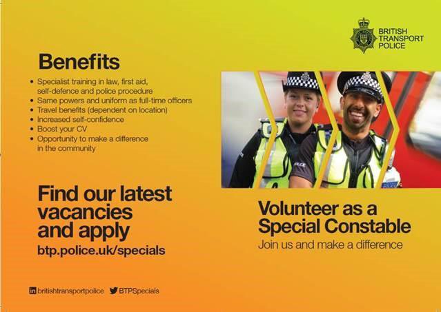 We have Special Constables on duty at @BTPTyneWear, @BTPNorthYorks and @BTPLondon this Easter Sunday complimenting @BTP’s Response Teams across the force. Could you be a Special Constable? Find out more: careers.btp.police.uk/roles/specials…