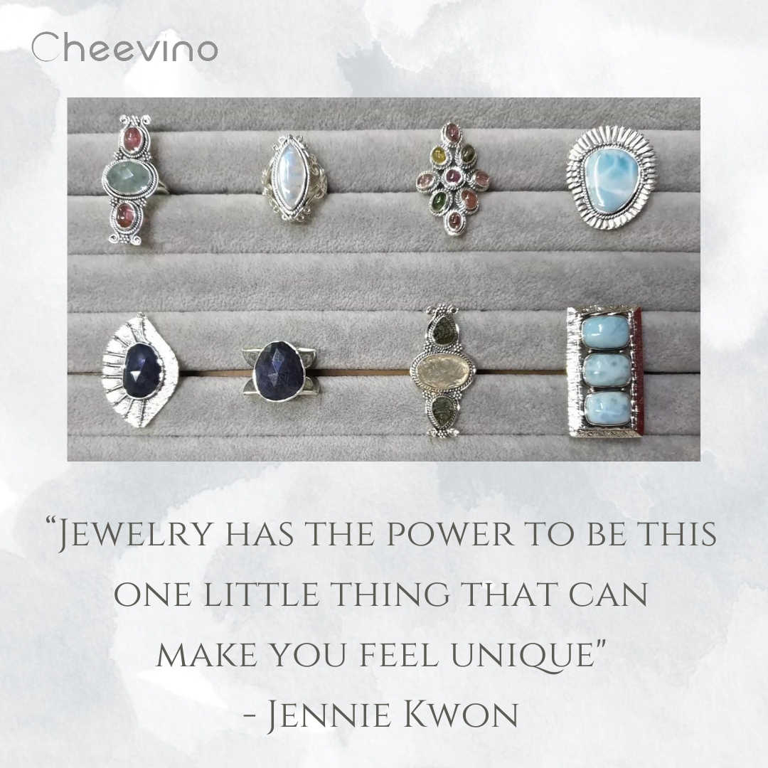 Adorned with elegance, our rings collection embodies Jennie Kwon's timeless sentiment. 
Embrace the essence of individuality with each exquisite piece.

✅Wholesale only
✅Custom orders accepted
#cheevino #ringcollection #storeexclusives #positivityjewelry #wholesalejewelry