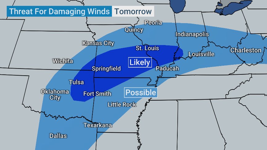 CharlesPeekWX's tweet photo. Severe weather potential for a large area on Monday to include strong winds, large hail and tornadoes. #TorCon as high as a 5 in some areas. #weather #storms https://t.co/Ve2Jya8EMM