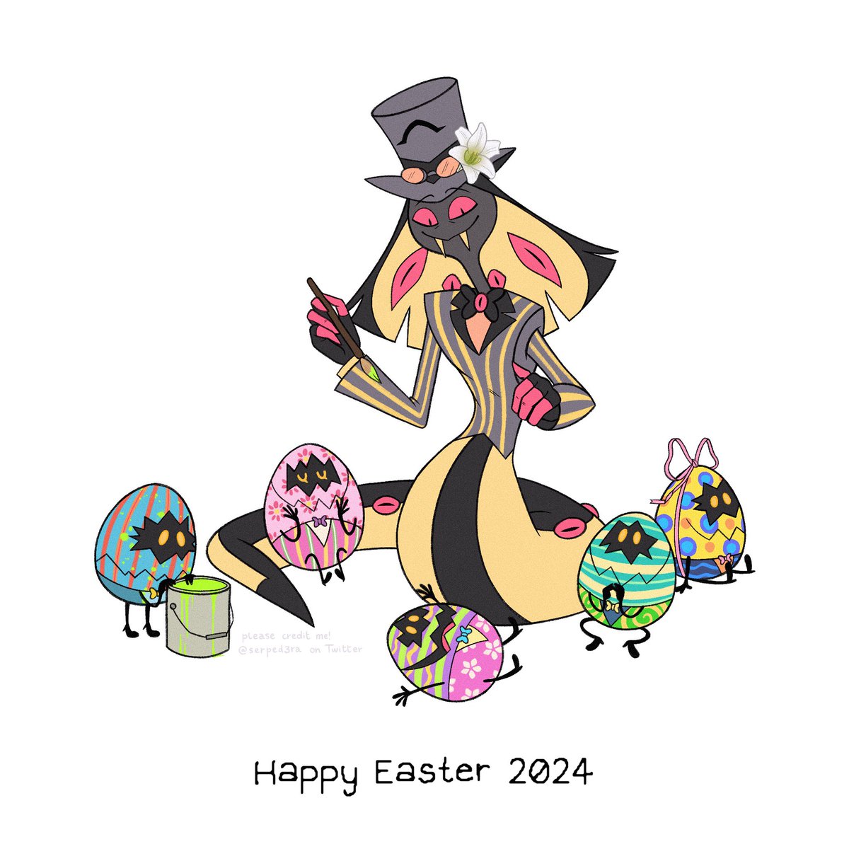serped3ra's tweet image. Hope you’re finding plenty of colourful eggs today!

#HazbinHotel #SirPentious #HazbinHotelSirPentious 🐍🐣