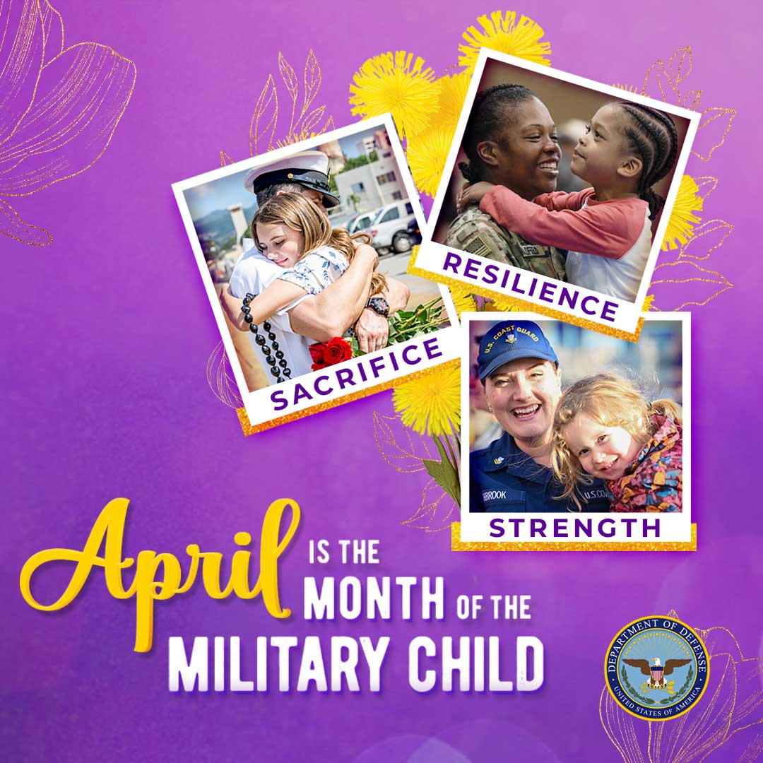 Join us in honoring our resilient and courageous military children throughout April. Their strength and sacrifices alongside their families are the true backbone of the DoD.  #MonthOfTheMilitaryChild