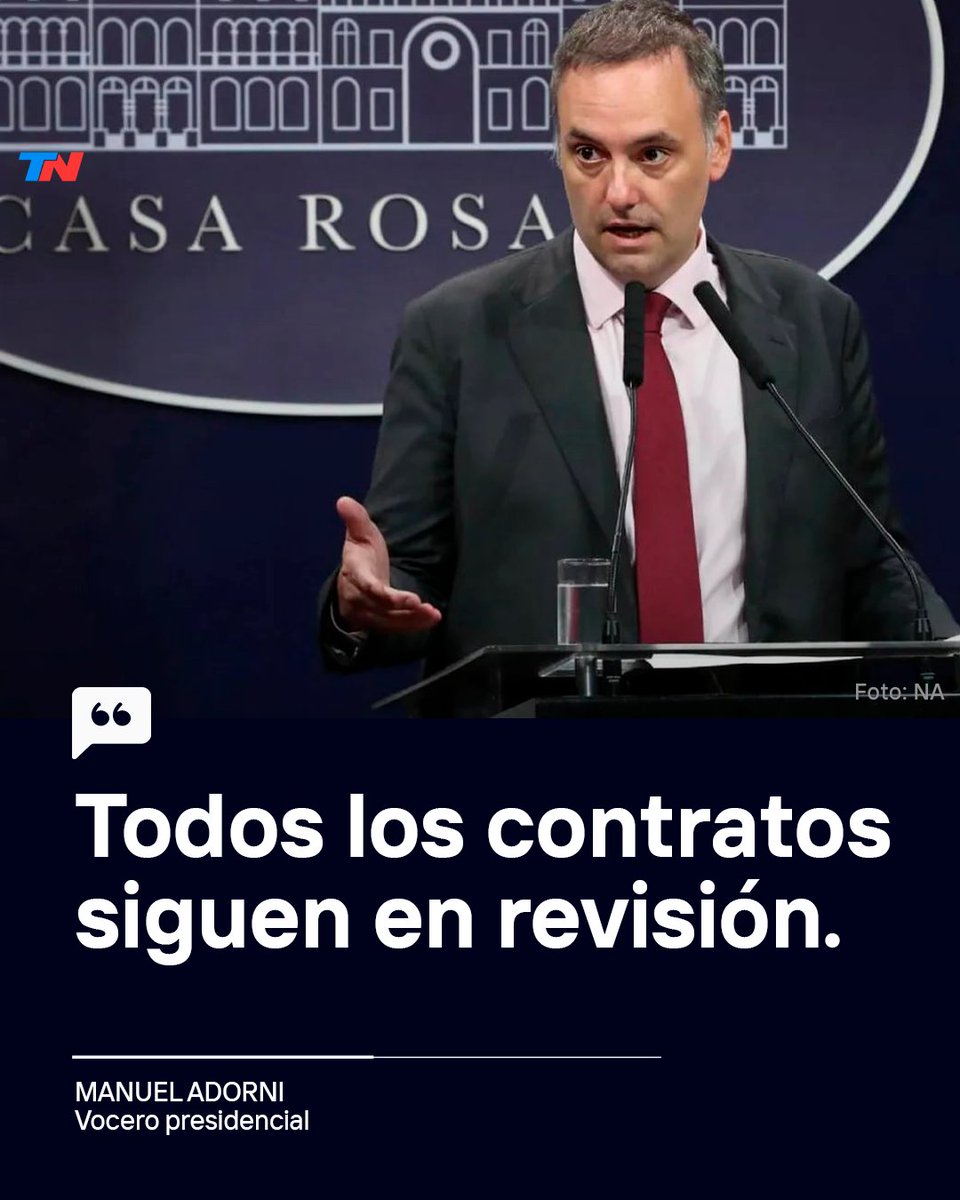 todonoticias's tweet photo. El Gobierno ratificó que seguirá el ajuste en el Estado. "Cada puesto está en evaluación permanente", afirmó el vocero presidencial. https://t.co/CpgUxxaqla https://t.co/ZLbGkTIT15