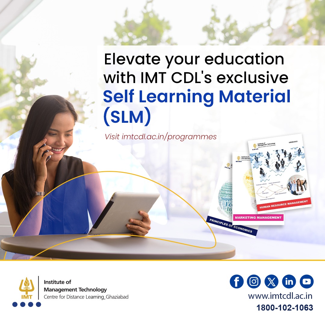 IMTCDL's tweet image. Dive into a world of knowledge with IMT CDL's Self Learning Material – meticulously crafted to ignite your learning journey. Elevate your education effortlessly with expertly designed content tailored just for you!
#SLM #selflearning #material #selflearningmaterial #IMTSLM