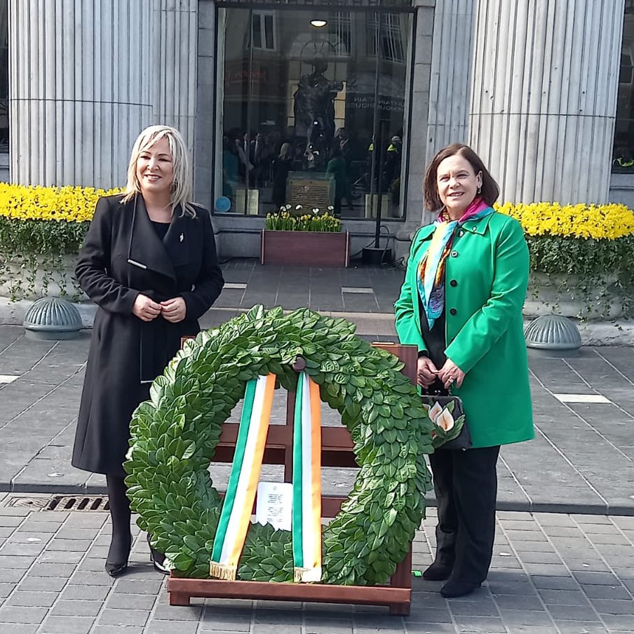 moneillsf's tweet photo. Beannachtaí na Cásca oraibh. Happy Easter everyone. A season of renewal and hope.
I’m at the GPO 1916 Easter commemoration to honour Ireland’s patriot dead and the ideals of the Proclamation of the Irish Republic.
Our work is in progress, a new Ireland that unites everyone who shares this island in harmony and friendship.