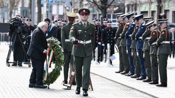 moneillsf's tweet photo. Beannachtaí na Cásca oraibh. Happy Easter everyone. A season of renewal and hope.
I’m at the GPO 1916 Easter commemoration to honour Ireland’s patriot dead and the ideals of the Proclamation of the Irish Republic.
Our work is in progress, a new Ireland that unites everyone who shares this island in harmony and friendship.