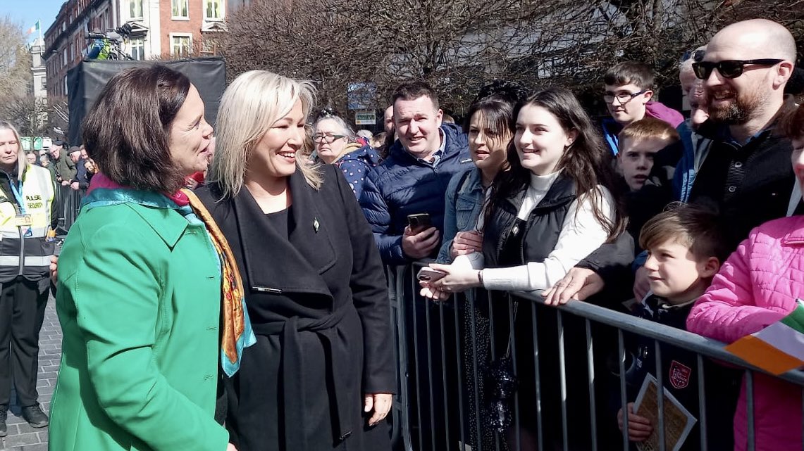 moneillsf's tweet photo. Beannachtaí na Cásca oraibh. Happy Easter everyone. A season of renewal and hope.
I’m at the GPO 1916 Easter commemoration to honour Ireland’s patriot dead and the ideals of the Proclamation of the Irish Republic.
Our work is in progress, a new Ireland that unites everyone who shares this island in harmony and friendship.