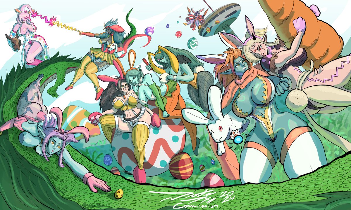 🐰 Egg hunt!🥕 Would you join this group of ladys in the hunt? Art for the great @NNarakson , you know already!, I love to work with your characters!