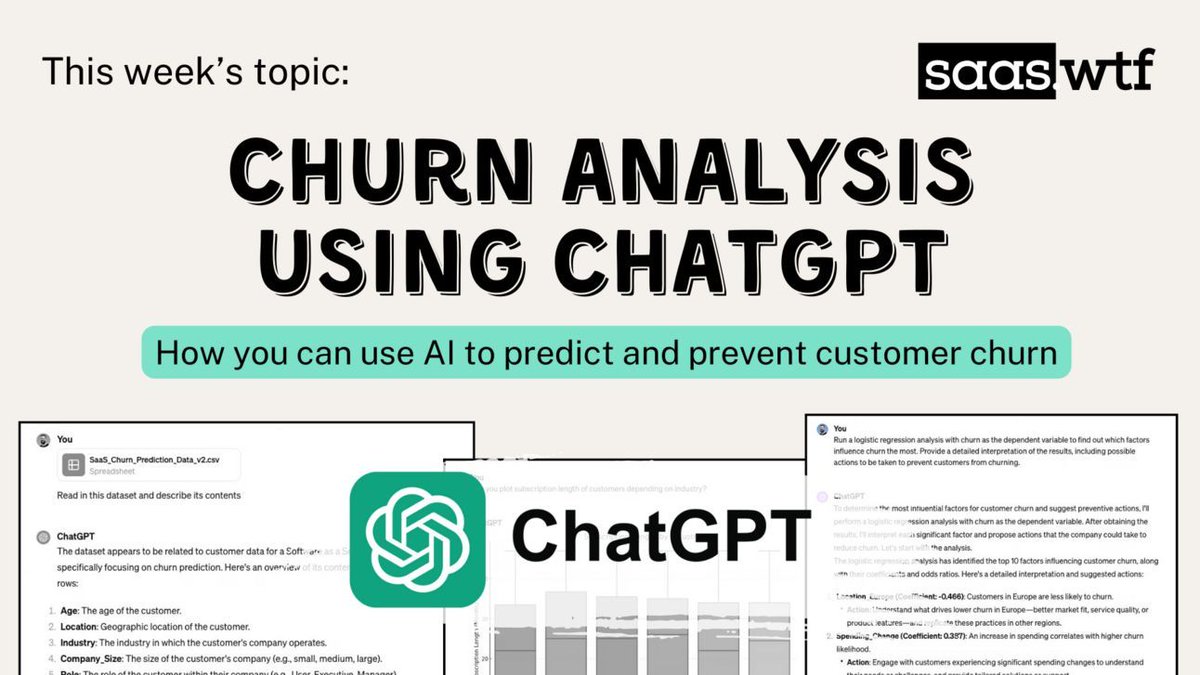 SaaS Startups🎄 (@saastartups) on Twitter photo Unlock the power of AI with ChatGPT for churn analysis! 🔄 Predict and prevent customer churn effortlessly. By <a href="/dirksahlmer/">Dirk Sahlmer</a>
saas.wtf/p/churn-analys…
#GenerativeAI #ChurnAnalysis Unlock the power of AI with ChatGPT for churn analysis! 🔄 Predict and prevent customer churn effortlessly. By <a href="/dirksahlmer/">Dirk Sahlmer</a>
saas.wtf/p/churn-analys…
#GenerativeAI #ChurnAnalysis