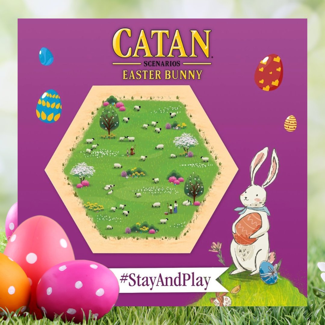 Easter is here! Enjoy a thematic gamenight with the FREE print & play CATAN – Easter Bunny Scenario! 👉 bit.ly/3UahOZY 🐇 #catan #settlersofcatan #easter