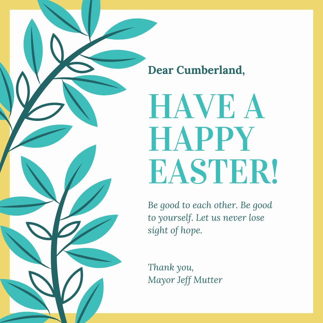 To all those celebrating, I am wishing you a happy and healthy Easter. It's a day for joy and optimism. Let the message you take to heart be this: Be good to each other. Be good to yourself. Never lose sight of hope. I hope you get to spend some time with those you love today.