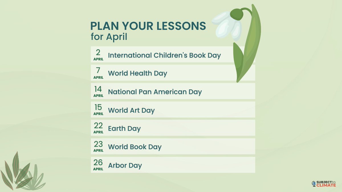 Energize your April teaching with SubjectToClimate! 🌱 Embrace the heart of Earth Month by integrating dynamic lessons that highlight the importance of environmental care and sustainability. #EducatorForChange #EarthDay visit our website for resources: subjecttoclimate.org