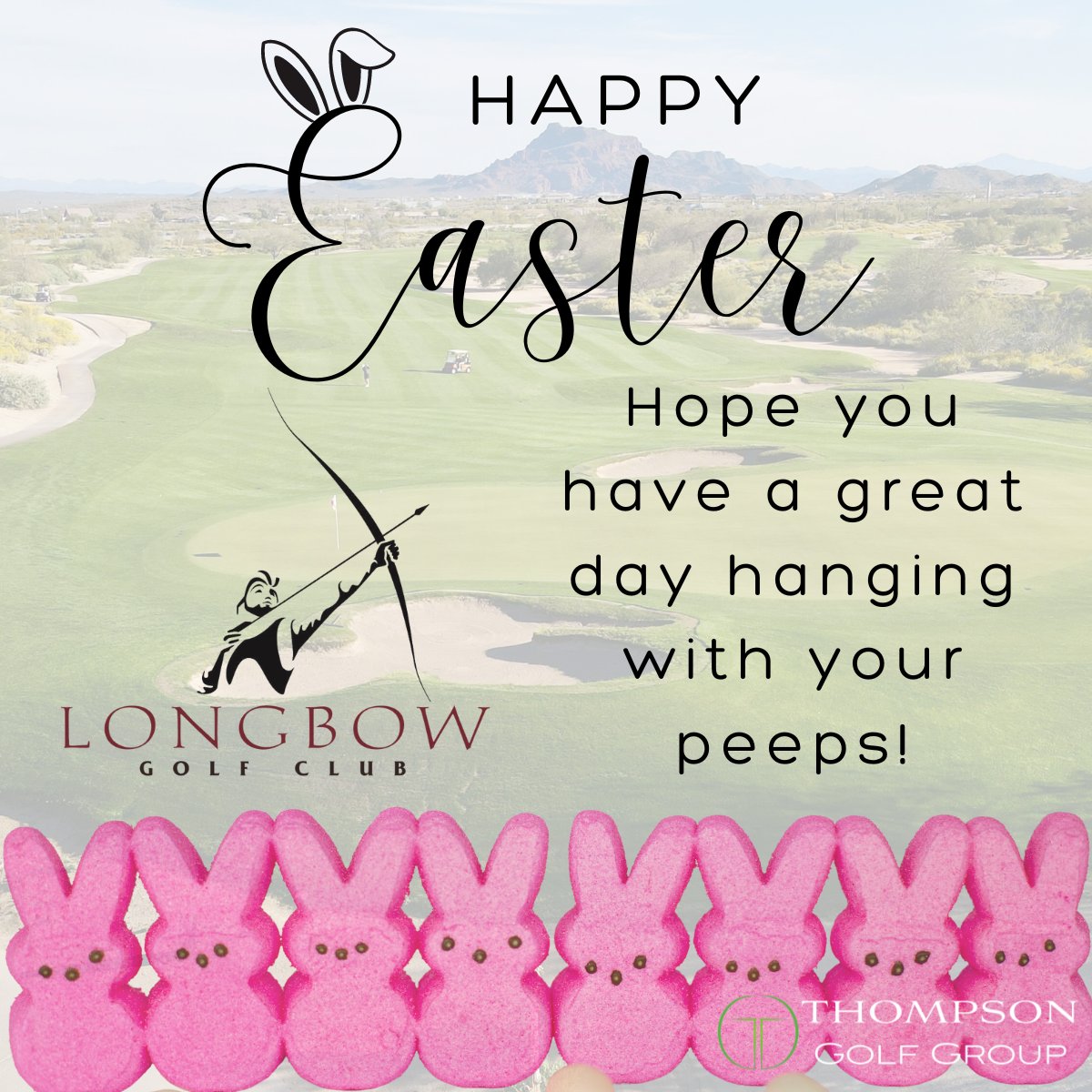 🐰⛳ Happy Easter from Longbow Golf Club &amp; The Thompson Golf Group! ⛳🐰  🏌️‍♂️🌷 Have fun hanging with your peeps, both on and off the greens! 🐥🏌️‍♀️  May your Easter basket be filled with birdies! 🏌️‍♂️🥚