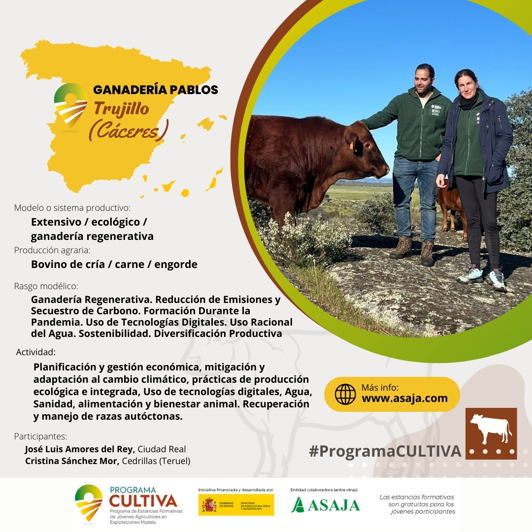 José Luis y Cristina participan en el #ProgramaCULTIVA visitando Ganadería Pablos en 📍 #Trujillo (#Cáceres)

Un modelo de producción ecológica, extensiva y regenerativa 

➕INFO:
👉ow.ly/Gvx550R5qhh #Asaja
👉 ow.ly/oVzF50R5qhk  @mapagob #ASAJAProgramaCULTIVA
