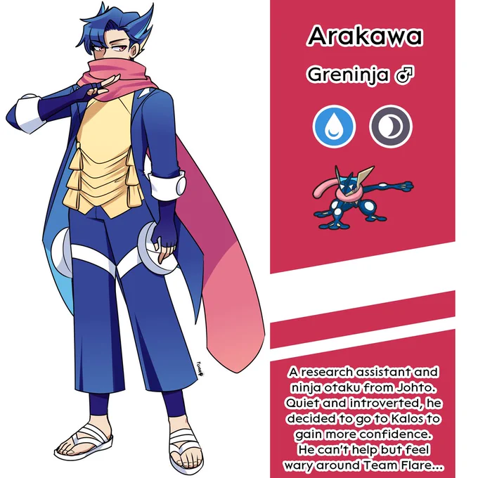 [#Pokemon] First part of my gijinka / humanizations of my Y team (Greninja, Talonflame, Mega Venusaur) + lore! (1/2) 
