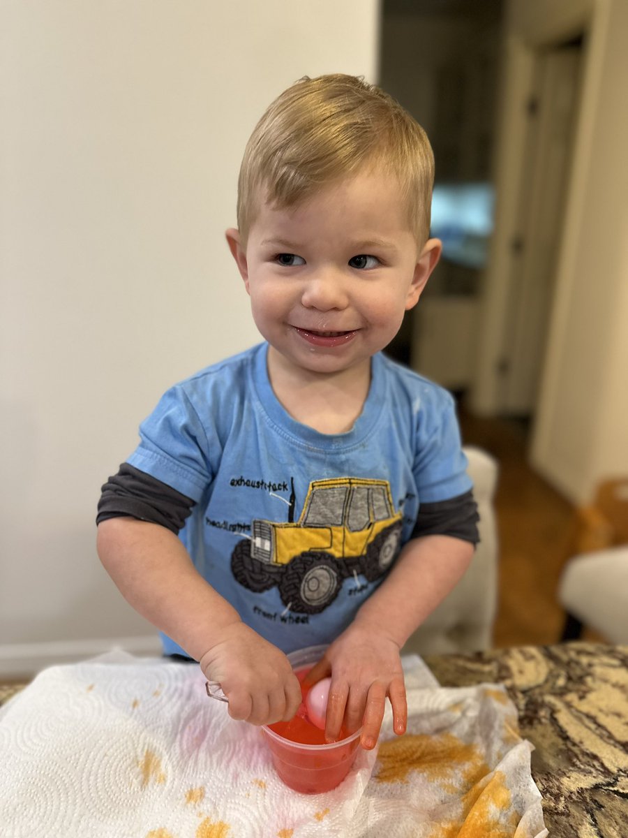 Easter egg coloring with the grandsons! 🐣🌄