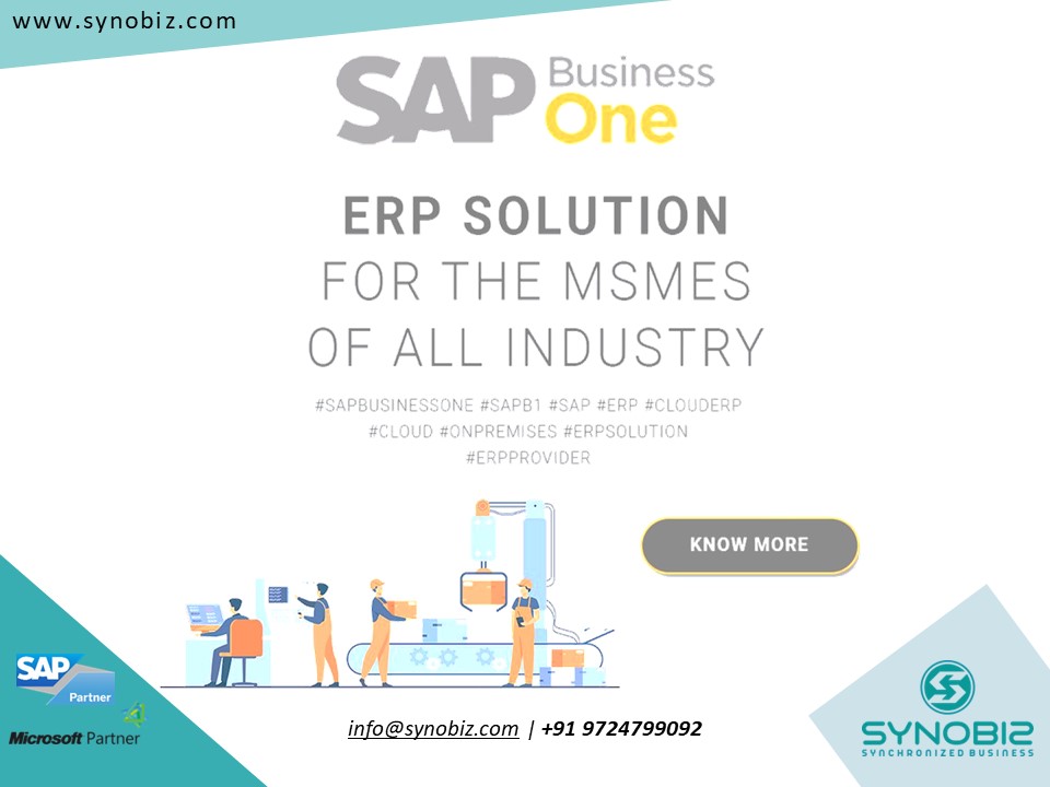 MSME industry is the backbone of any economy of the country. They require to be #Atmanirbhar & #MakeInIndia to take our nation to unprecedented heights

Book demo now

#SAP #Microsoft #MSME
#Synobiz #Techbiz #SAPBusinessOne #D365BC

E: info@synobiz.com

W: synobiz.com