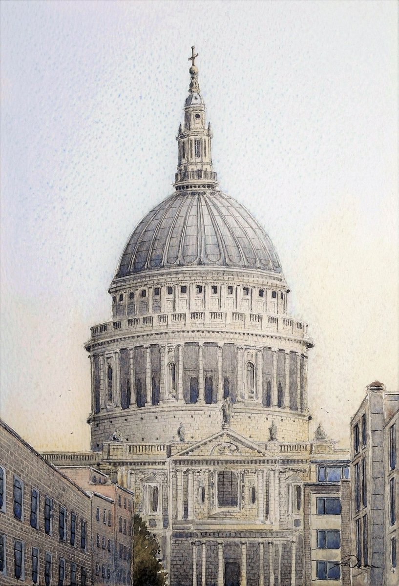 ' St Paul's Cathedral ', London, England Wishing everyone a very Happy Easter, I hope you enjoy theandrewlucasgallery.co.uk #watercolor #watercolour #EasterSunday #London #city #art #arte #painting