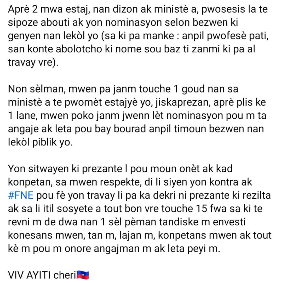 FilisnerDief's tweet photo. Mwen fè pòs sa sou reyaksyon ansyen depite @Deronneth_Deus la pou mouutre nou nan ki nivo nèg isit mechan. Nou dwe mefye nou de kesyon teyorik emèjans jèn y ap pale a. Yo gen gwoup pa yo pou bafwe veritab aspirasyon moun konpetan ak serye ki prè pou patisipe nan bati peyi a. https://t.co/kObhREHggx
