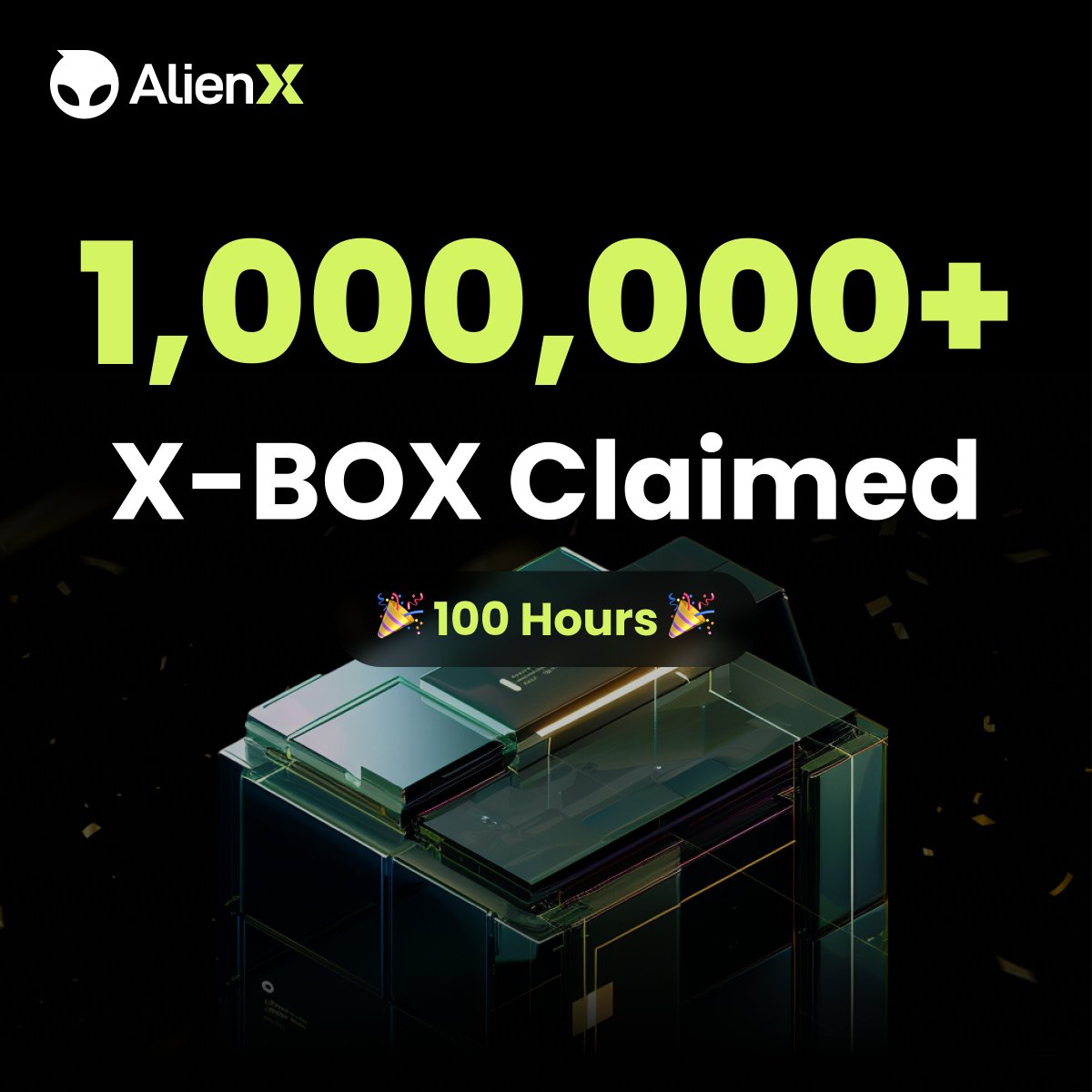 ALIENXchain's tweet image. 👽⛓️ALIENX Milestone Moment🚀

We are proud to announce that 100 hours after ALIENX Airdrop Voyage launch, nearly 60,000 addresses received the $vAIX airdrop, and the X-BOX minting amounts exceeded 1,000,000!

AI Node Whitelist soon, turn notifications on🔔