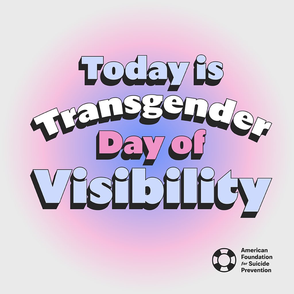 We stand unwavering in our mission to save lives and bring hope to those affected by suicide, especially among transgender individuals. #TransDayOfVisibility
