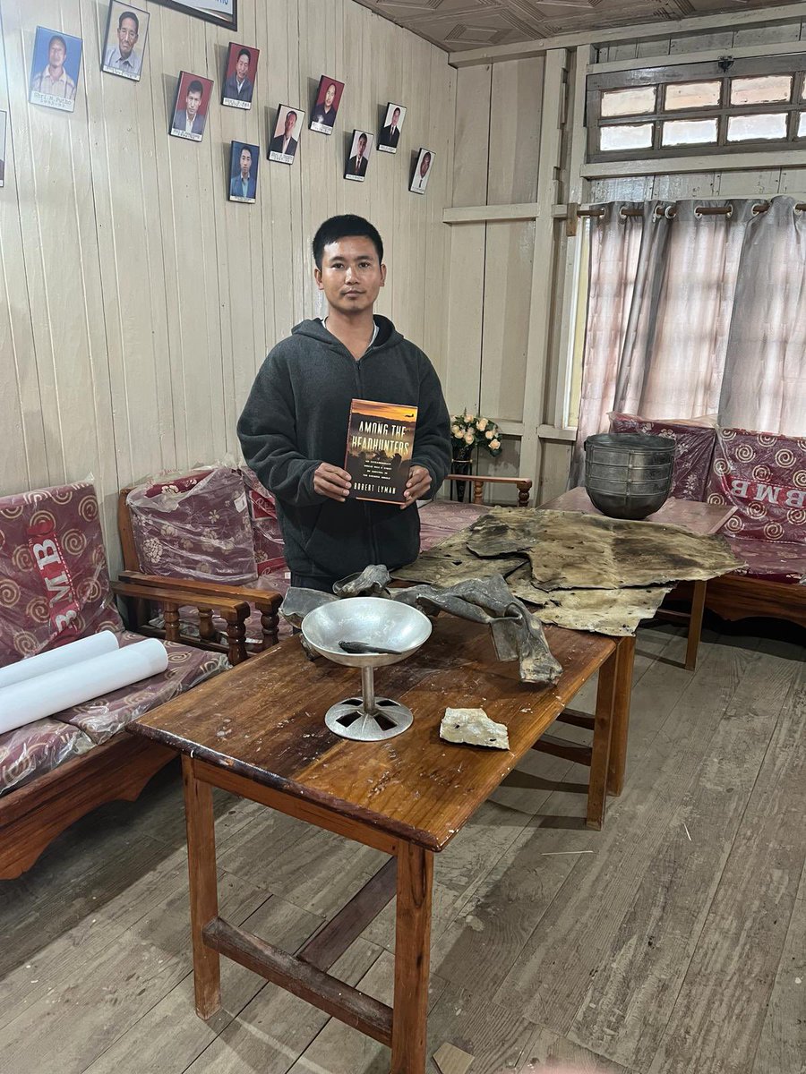 robert_lyman's tweet photo. Lovely to hear of a well-thumbed copy of Among the Headhunters at #Pangsha #Nagaland; here is the village librarian with a new and signed copy, surrounded by parts of the C46 which came down over the village in August 1943.
Photo by Sylvia May
@KohimaEdTrust https://t.co/kTf0vJr9sH