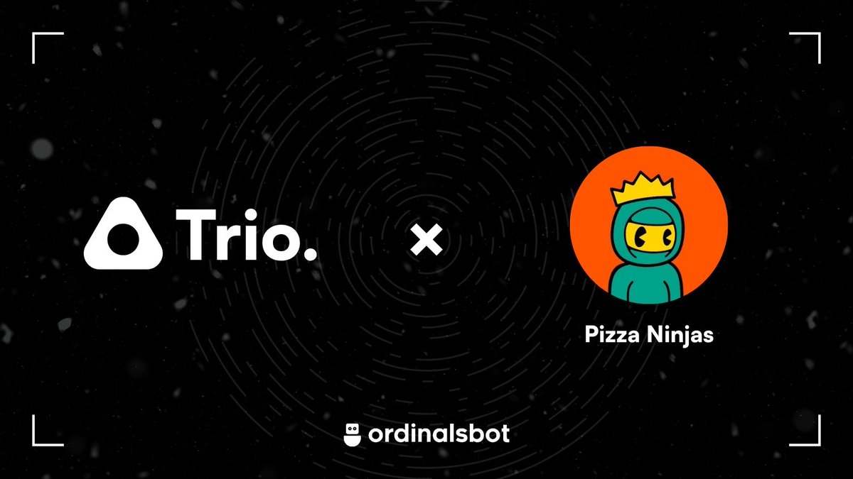 OrdinalsBot ⚡ (@ordinalsbot) on Twitter photo Community Partner Announcement!
We are excited to announce that the Pizza Ninjas <a href="/ninjalerts/">Ninjalerts Corp. CEO</a> community has been selected as our first partner!
✔️All Pizza Ninja holders gain access to the $TRIO allowlist at launch price!
✔️15,000 $TRIO giveaway shared between 100 lucky Community Partner Announcement!
We are excited to announce that the Pizza Ninjas <a href="/ninjalerts/">Ninjalerts Corp. CEO</a> community has been selected as our first partner!
✔️All Pizza Ninja holders gain access to the $TRIO allowlist at launch price!
✔️15,000 $TRIO giveaway shared between 100 lucky