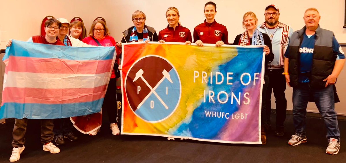 Great catching up with some of the mighty #WHUFC women supporters - thanks to @KristieMewie and @abbey_leigh_ for the pic! #LGBTQ #TDOV2024