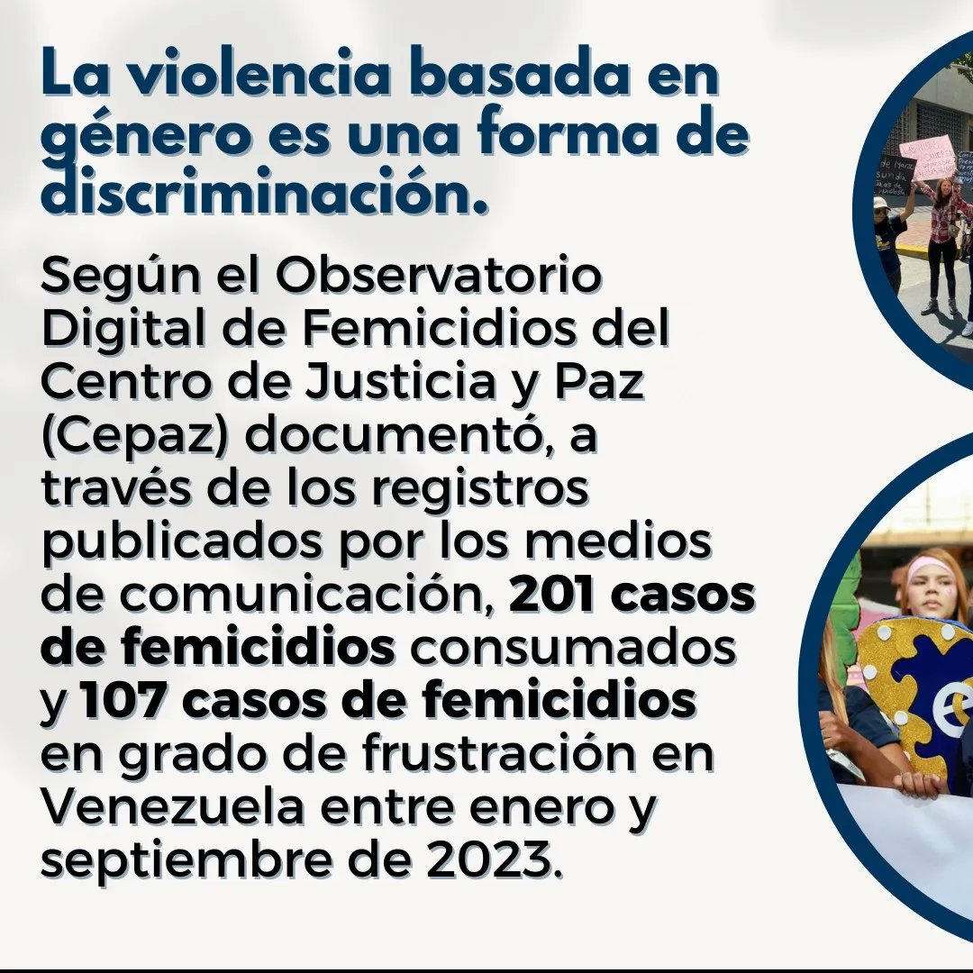 EnCiudadanoDDHH's tweet photo. Cepaz documentó, a través de los registros publicados por los medios de comunicación, 201 casos de femicidios consumados y 107 casos de femicidios en grado de frustración en Venezuela entre enero y septiembre de 2023. https://t.co/4V0w60jPX8